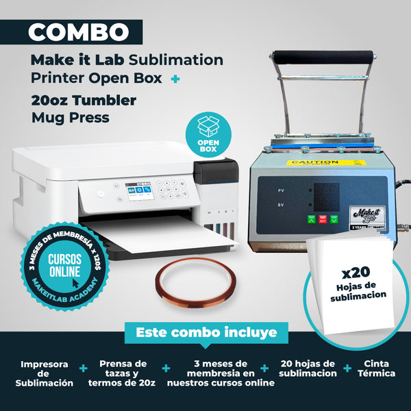 Combo Impresora Open Box y Prensa para tazas de 20 oz