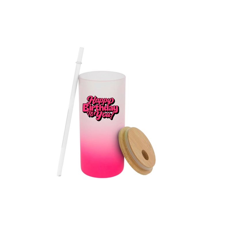 Vaso Frosted con tapa de bambu y sorbeto 690 ml