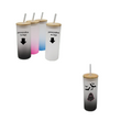 Vaso Frosted con tapa de bambu y sorbeto 690 ml
