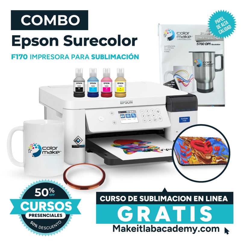 Impresora Sublimación Epson Surecolor F170 + Papel sublimación 100 hojas + 1 cinta térmica - ENVÍO GRATIS