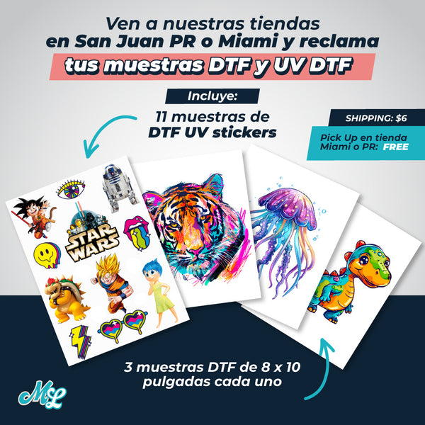 Paquete de muestra gratuito: incluye transferencias DTF y calcomanías DTF UV