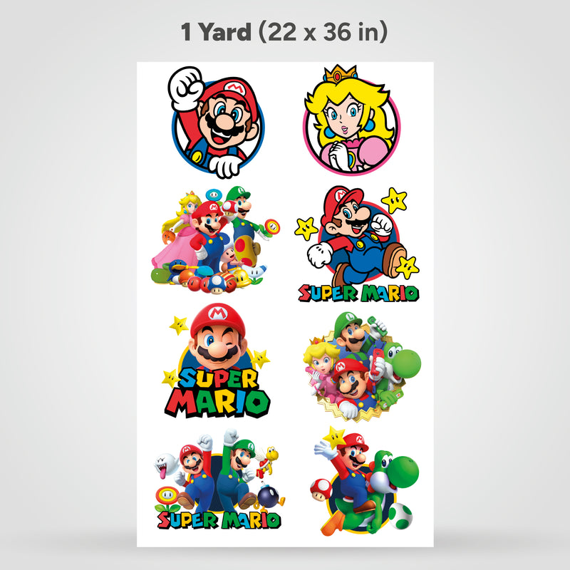 Hojas de SUBLIMACIÓN impresas por yardas - Super Mario (Varios Diseños)