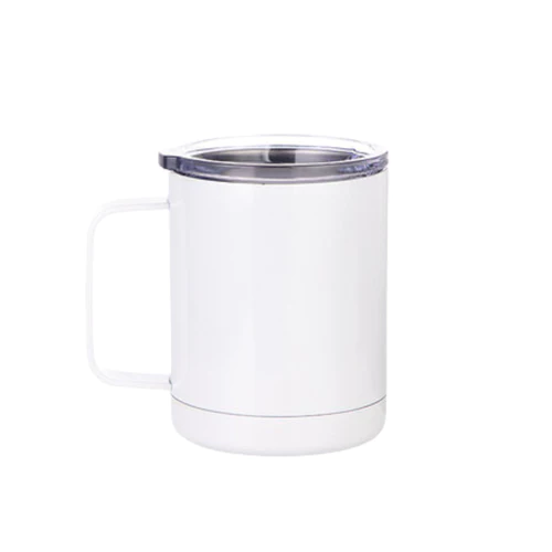 Vaso de acero inoxidable blanco con asa 400ml para sublimación