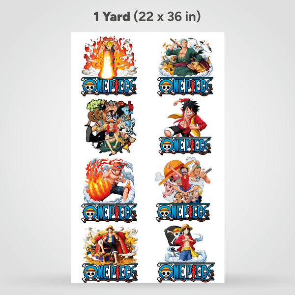 Hojas DTF impresas por yardas -  One Piece (Varios Diseños)