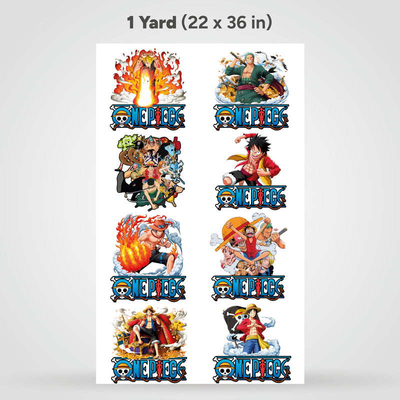 Hojas DTF impresas por yardas -  One Piece (Varios Diseños)