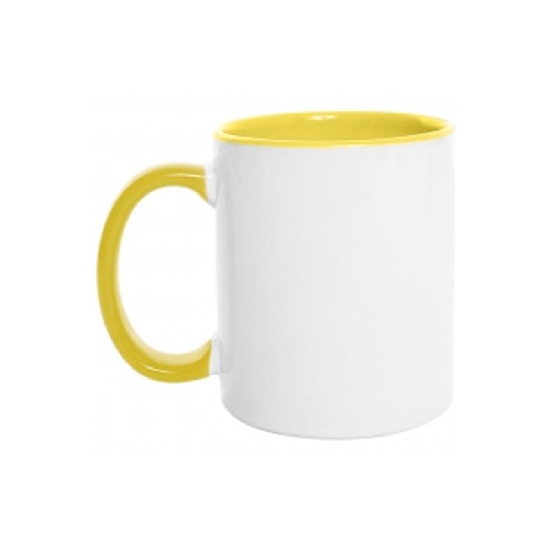 Taza 11oz con oreja de color e interior amarillo ztsprinters.com 