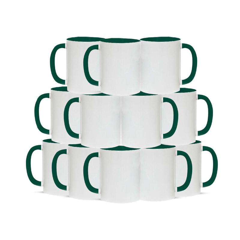 Taza de 11 oz con oreja de color e interior verde oscuro