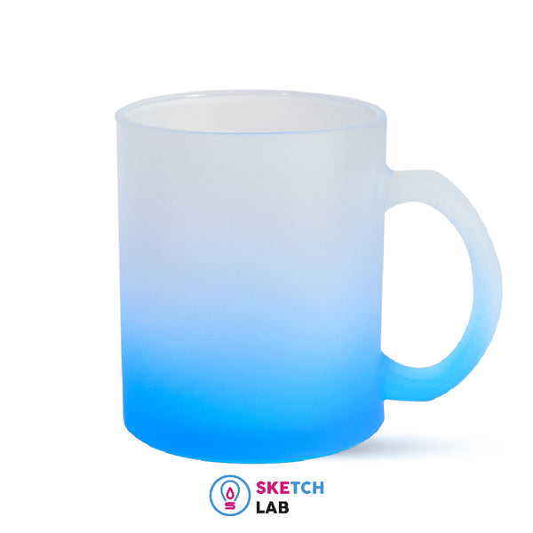 Taza de Vidrio Glaseado Base Azul 11Oz