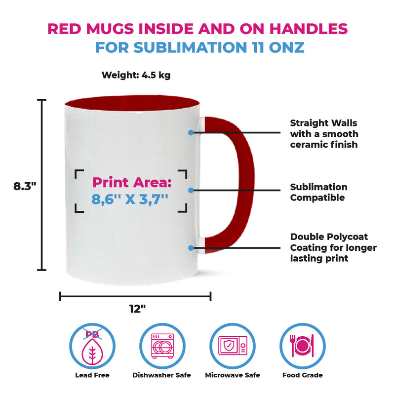 Taza 11oz con oreja de color e interior rojo unidad