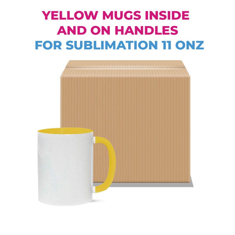 Taza 11oz con oreja de color e interior amarillo