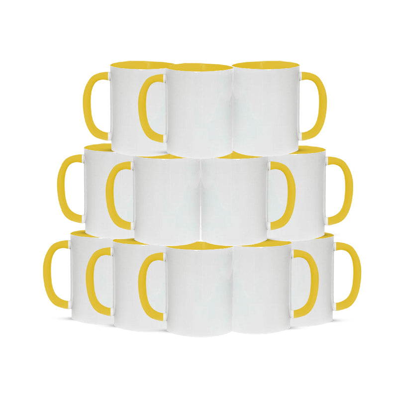 Taza 11oz con oreja de color e interior amarillo