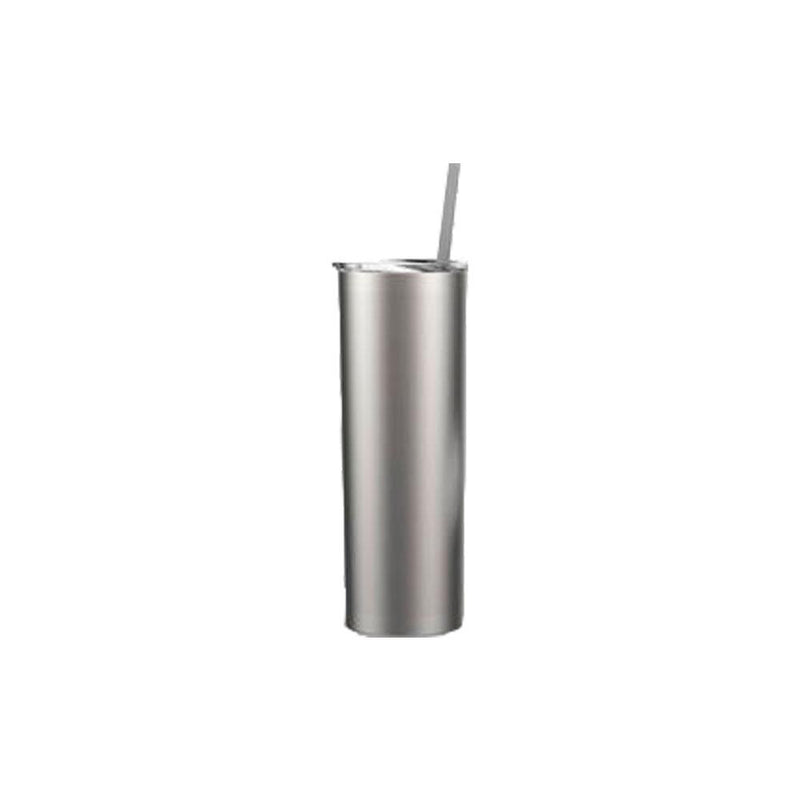 Vaso acero inoxidable con tapa transparente y pitillo metalico 20 Oz. ztsprinters.com 