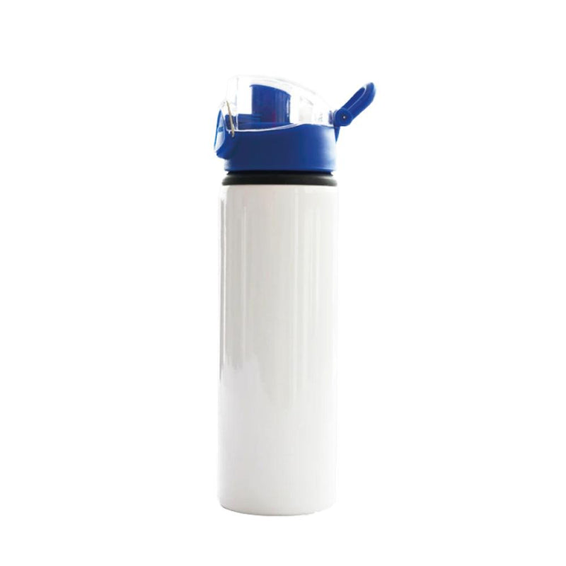 Botella deportiva blanca con tapa azul 14oz ztsprinters.com 